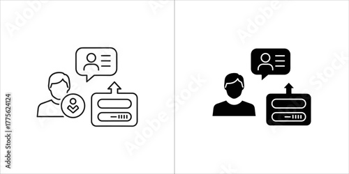 User profile data upload and download icon set