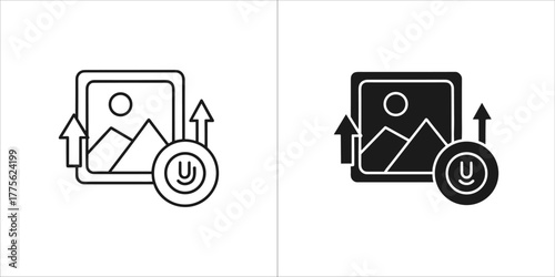 Image upload icon with landscape and upward arrows