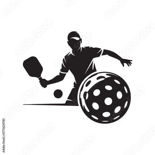 Pickleball Player Silhouette Vector Illustration