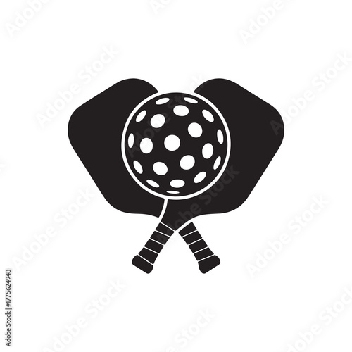 Black and White Sport Logo for Pickleball