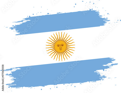 Brush Stroke Argentina National Flag on Transparent Background ,  Artistic Blue and White Design , vector flat design and digital illustration 