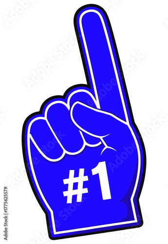 Blue Foam Finger with Number One Symbol Sports Fan Victory Success