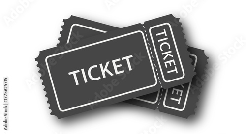 Stack of Gray Tickets Mockup Event Admission Raffle Entry Lottery Icon Pass Template