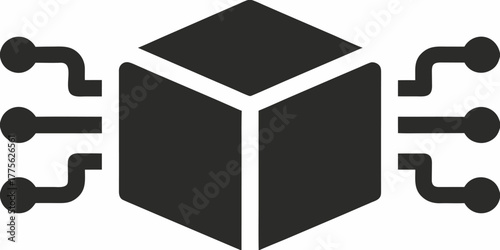 Modern data cube representing networking, blockchain, and decentralized technology solutions for business innovation and digital transformation concepts.