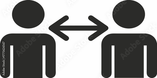 Dynamic interaction symbol featuring two stylized people with arrows, perfect for collaboration, communication, and exchange of ideas in business contexts