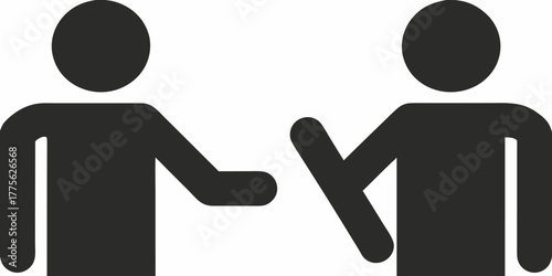 Two people discussing business, shaking hands, or collaborating on project, symbolizing agreement, teamwork, and partnership in professional setting