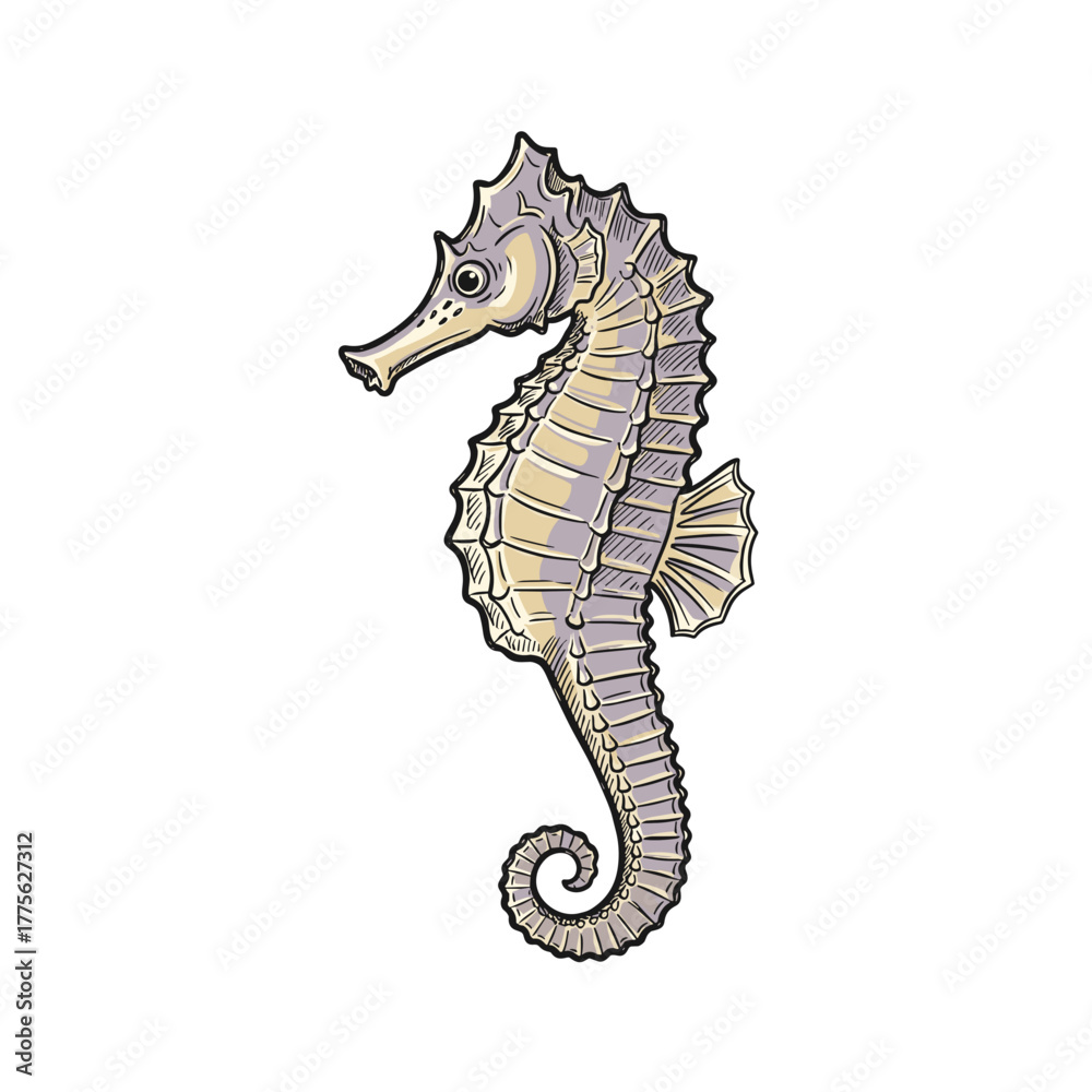 Fototapeta premium Seahorse illustration with intricate details and soft colors 