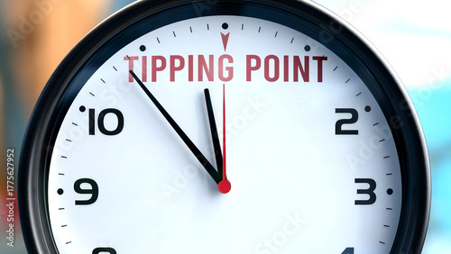 Tipping Point that is going to happen soon, it is imminent. Incoming tipping point, approaching in the near future. Tipping Point almost here. ,3d illustration