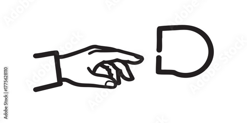 Hand reaching for object icon vector