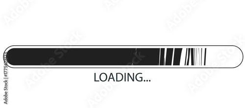 Cartoon vector illustration of a textured loading bar on panoramic transparent background. Clip artl for digital design, website interfaces, progress indicators and technology branding.