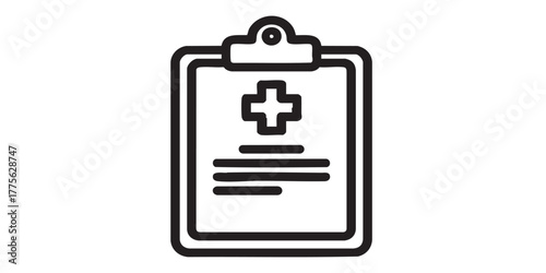 Medical chart clipboard outline icon vector