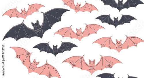 Halloween bats pattern background, vector illustration spooky theme art
