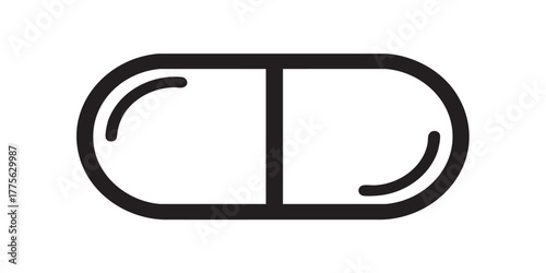 Pill capsule outline icon vector