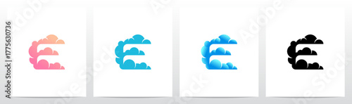 Clouds Forming Letter Initial Logo Design E