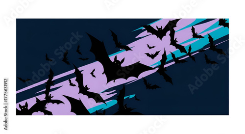 Halloween bats background, vector illustration spooky night design art