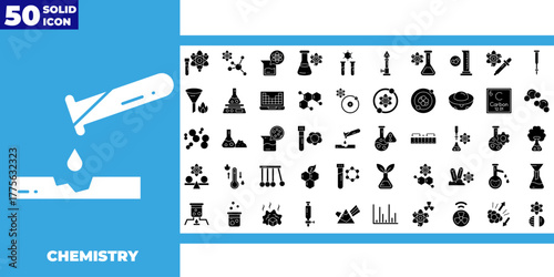 Chemistry glyph icon pack