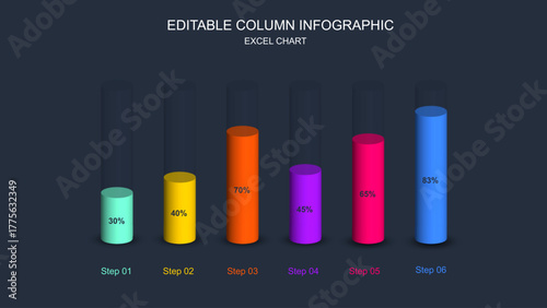 Editable 3D Column Chart Infographic for Excel Presentations