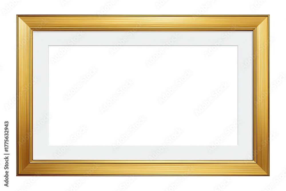 Obraz premium Gold picture frame, empty, rectangular, and elegant