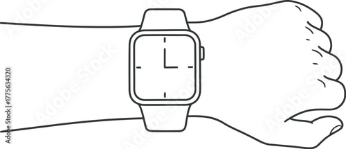 Simple line drawing of a smartwatch on a person s wrist