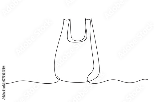 Continuous one line drawing plastic bags. World environment day concept. Single line draw design. one line Icon drawing with white background