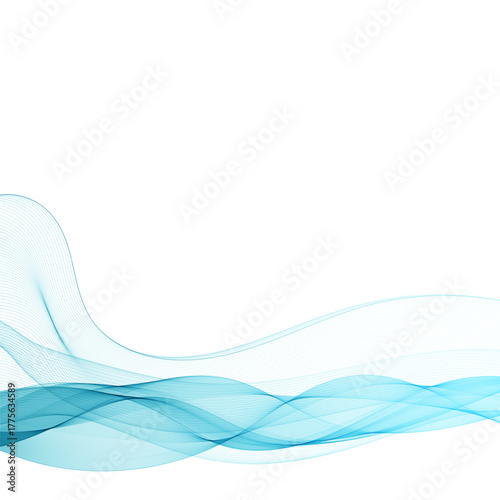 An abstract vector blue and green wave with clear lines. eps 10