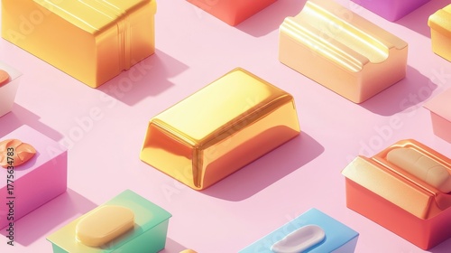 Colorful Soap Bars on a Soft Pink Background