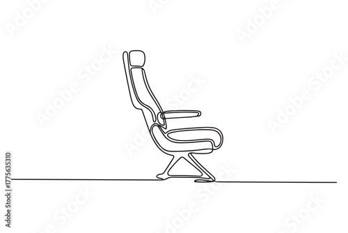 Single one line drawing Airplane seat. Air transportation Concept. Continuous line draw design. one line Icon drawing with white background