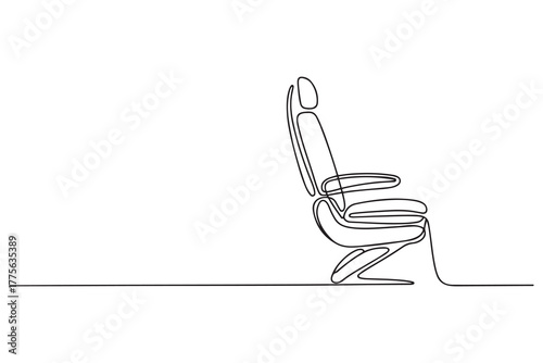 Single one line drawing Airplane seat. Air transportation Concept. Continuous line draw design. one line Icon drawing with white background