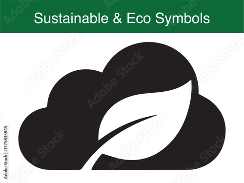 Eco cloud leaf green sustainable environment concept vector illustration
