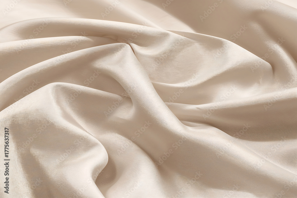 Obraz premium Silky Beige Waves: Close Up of Elegant Smooth Fabric with Gentle Undulations for Fashion or Interior Design