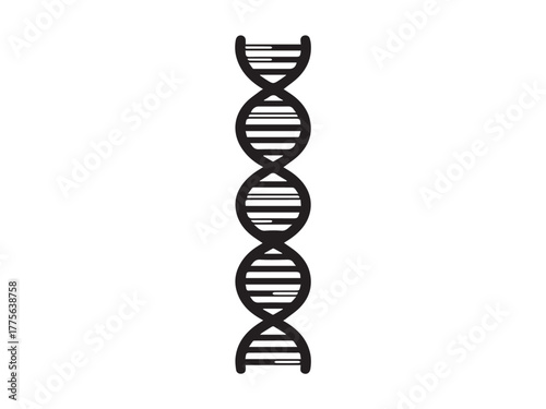 A 3D illustration of a DNA helix molecule for science and medical research on a white background