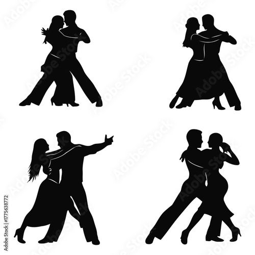 Tango Dancers Silhouettes vector illustration