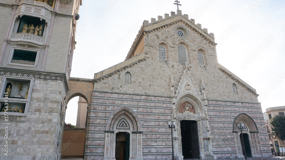 Fototapeta premium Messina Cathedral or Duomo di Messina or Basilica Cathedrale is a roman catholic cathedral located in Messina city, Sicily island in Italy