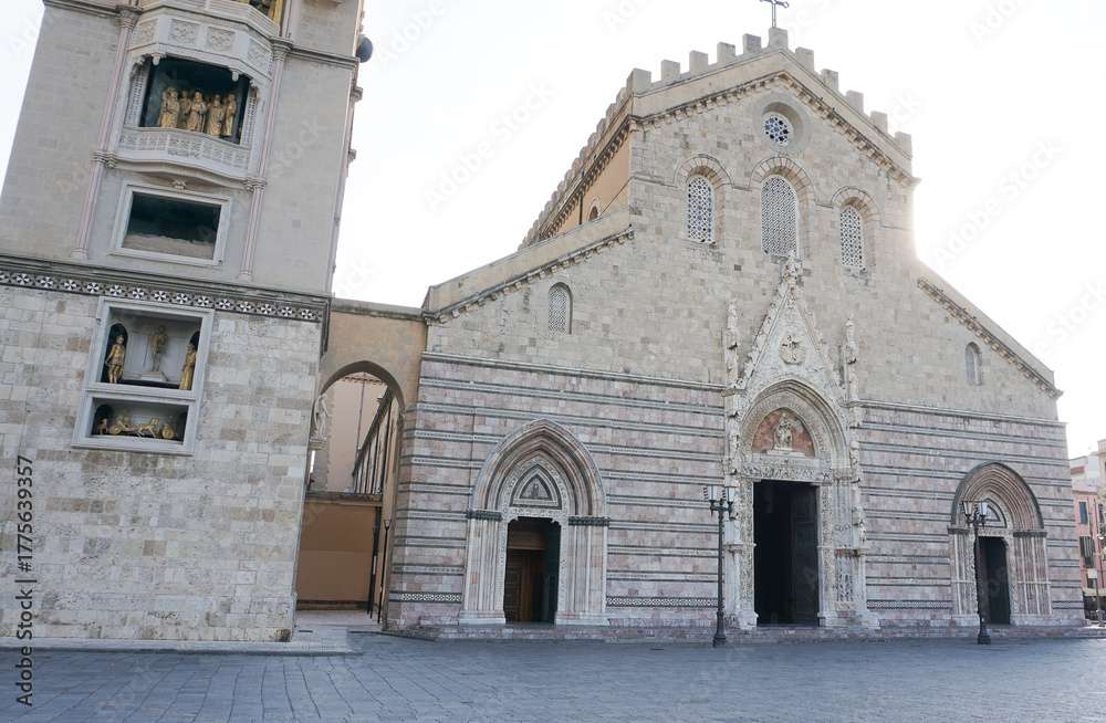 Fototapeta premium Messina. Sicily. Church of the Madonna di Montalto. The Basilica is located on the hill Caperino and is visible from almost everywhere