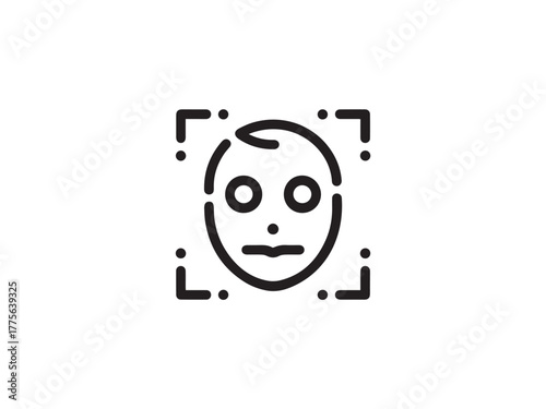 Facial recognition biometric line icon
