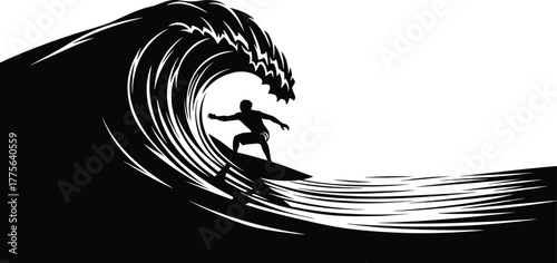 Surfer Riding a Wave Silhouette vector, surfer, wave, surfing, ocean, sea, silhouette, vector, beach, sport, riding, summer, water, surfboard, extreme, tropical, freedom, action, graphic, design, trav