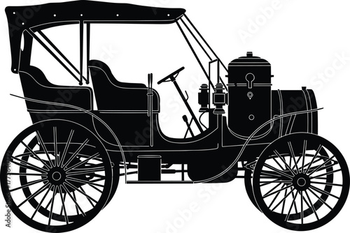 Vintage Automobile Silhouette on White Background classic, vintage, automobile, car, silhouette, classic, vehicle, retro, old, antique, transportation, travel, history, design, graphic, illustration, 