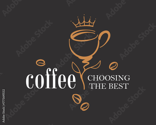 Vector logo of natural coffee beans, hand-drawn