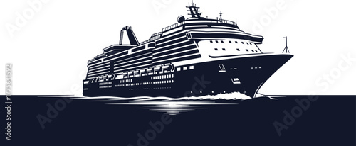 Cruise Ship Sailing on Water Silhouette vector, cruise, ship, sailing, water, silhouette, vector, travel, sea, ocean, luxury, summer, vacation, transport, passenger, liner, holiday, isolated, boat, jo