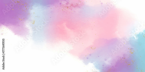 Abstract colorful watercolor paint splashes and texture illustration on paper for art design or vintage decoration