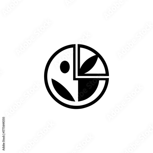 Abstract circle with divided segments and elements on transparent background silhouette