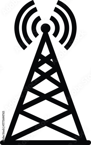 5G Signal Tower Silhouette Vector Art Illustration