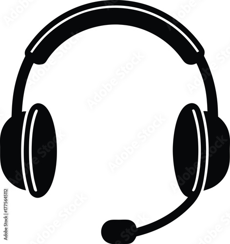 Hands Free Headset Silhouette Vector Art Illustration