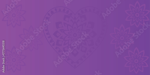 Template Subtle Romance in Violet Hues: a graceful artistic expression of love, represented by a delicate heart shape, delicately interwoven, against a vibrant violet background. It shows affection.