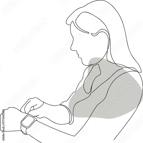 Woman checking smartwatch wrist hand