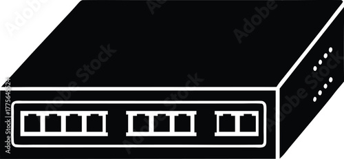 Network Switch Silhouette Vector Art Illustration