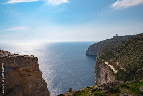 The white cliffs of Malta and the Mediterranean Sea