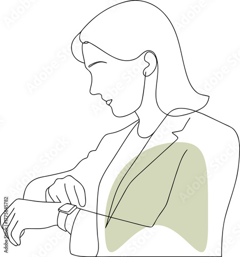 Woman checking smart watch wrist hand