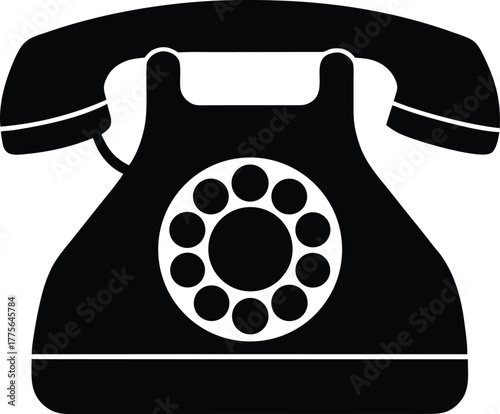 Rotary Phone Silhouette Vector Art Illustration