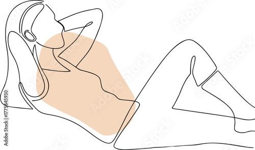 Woman listening to music relaxing headphones